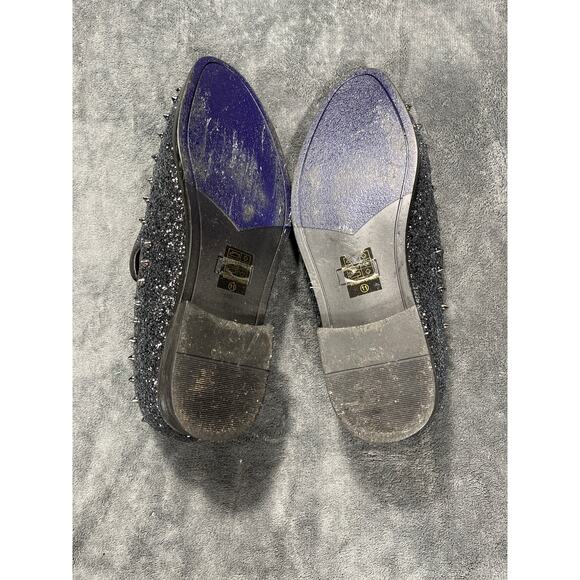 Enzo Romeo Men's Silver Spike Black Glitter Sslip-On Loafers Shoes 11 - Picture 6 of 6